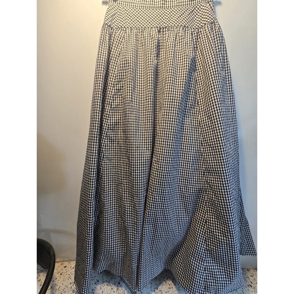 J.Crew Ball Skirt in Black White Gingham Cotton A-line Maxi Shirt 0 shabby chic